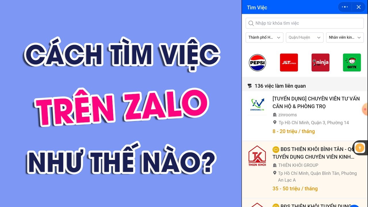 Chống thất nghiệp nhờ tìm việc nhanh chóng trên Zalo